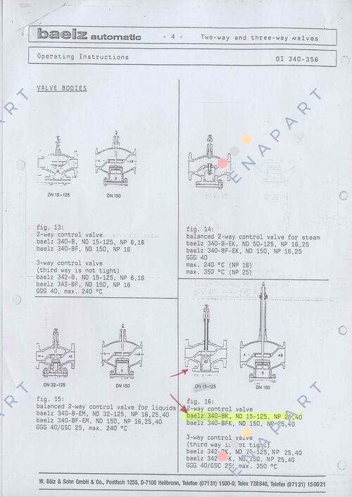 340-B.K  Регулюючий клапан з приводом, встановлений