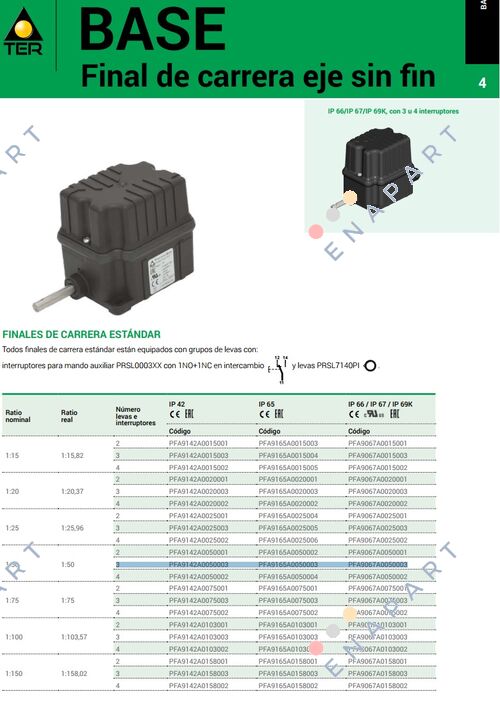 PFA9067A0050003 КІНЦЕВИЙ ВИМИКАЧ НА ОСНОВНИХ ОБОРОТАХ